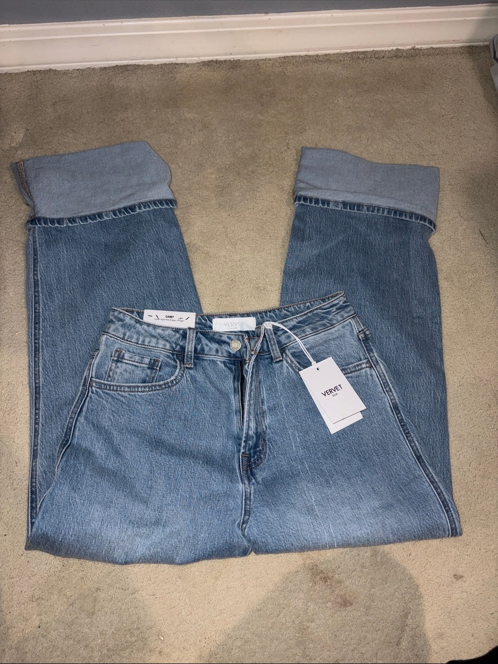 High-Rise Light Blue Straight Leg Jeans